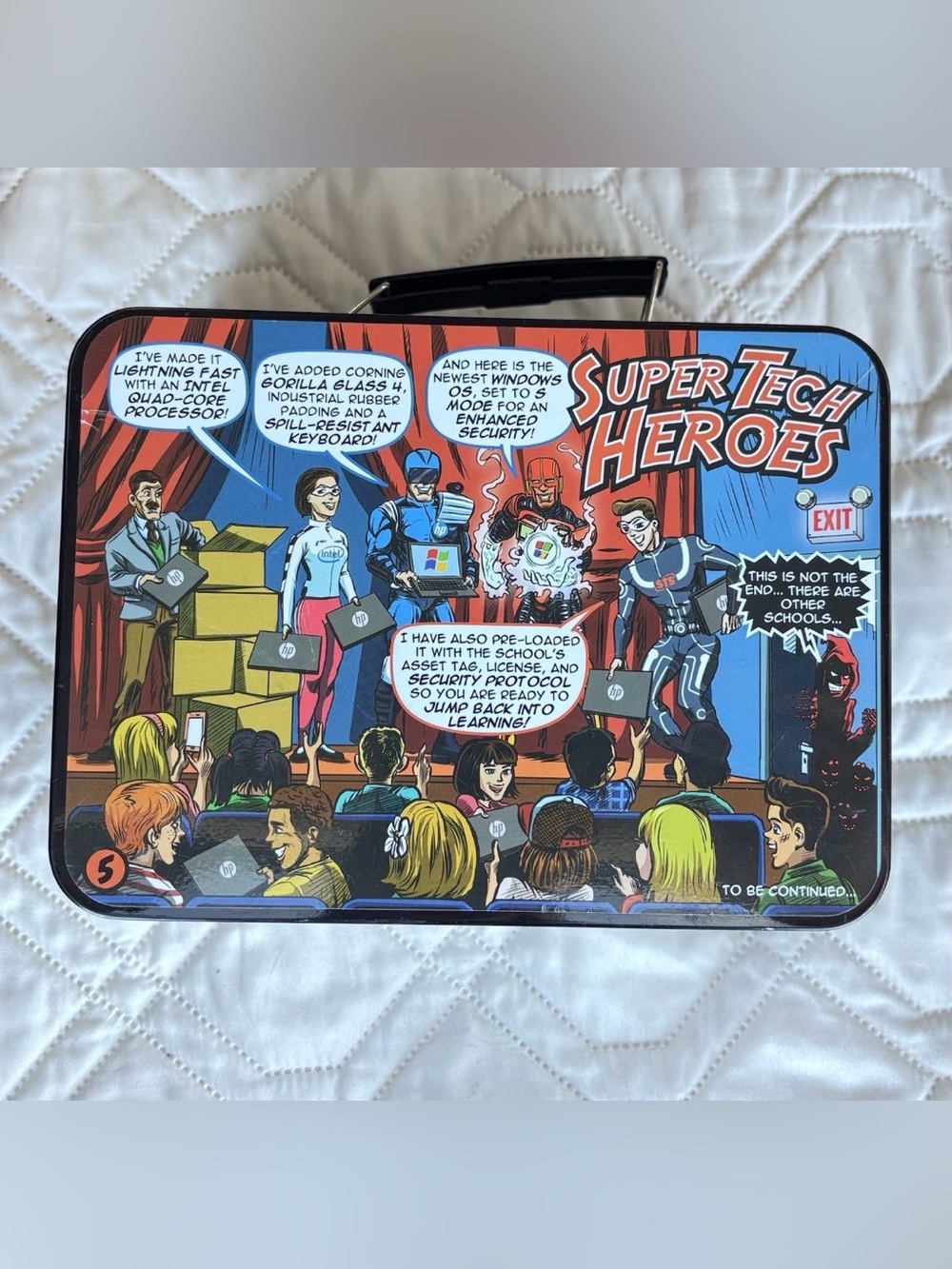 Super Hero Tin Titans Metal Tin Lunchbox HP Intel Microsoft Promo Collectible